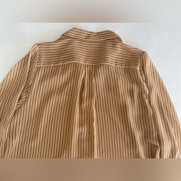 NEW 1X Plus Size Calvin Klein Women's Stripe Point Collar Long Sleeve Tie Front - Picture 11 of 11